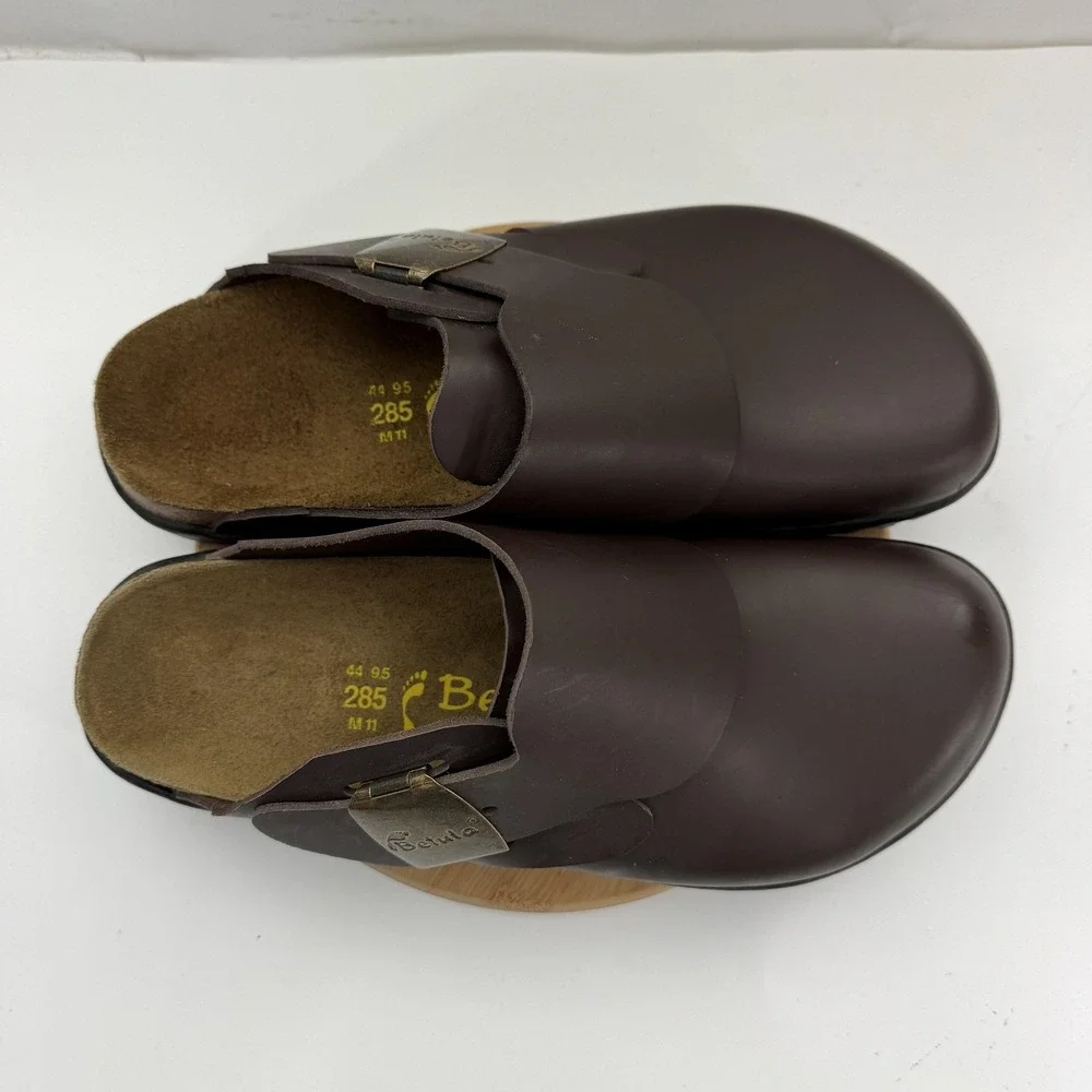 Vintage Birkenstock Betula Charleston Mens 11 Brown Leather Clogs Strap Back